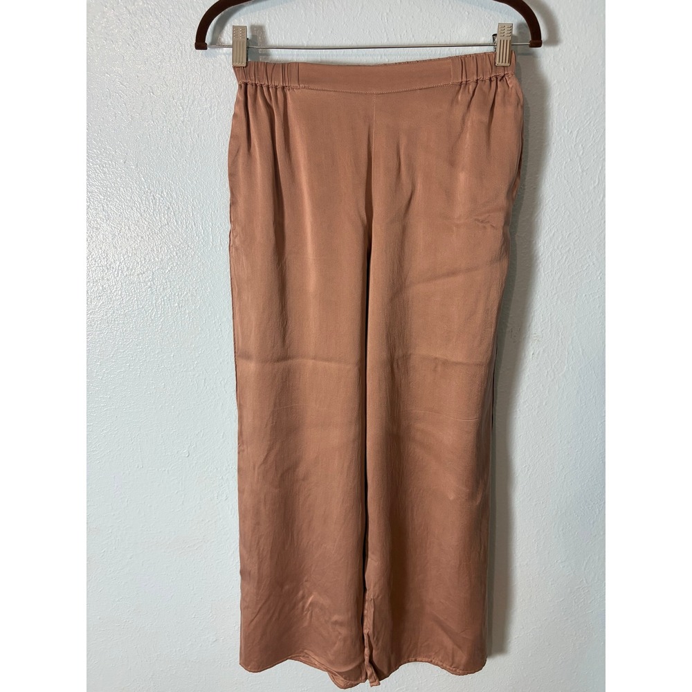 Quince 100% Silk Pajama Pants XS Tan Mocha Wide Leg Lounge Trousers Minimalist